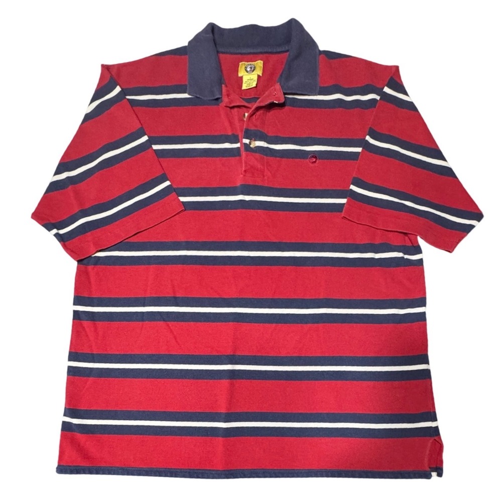 Duck Head Polo Shirt Mens Large Cotton Striped Red Navy Preppy Old Money VTG